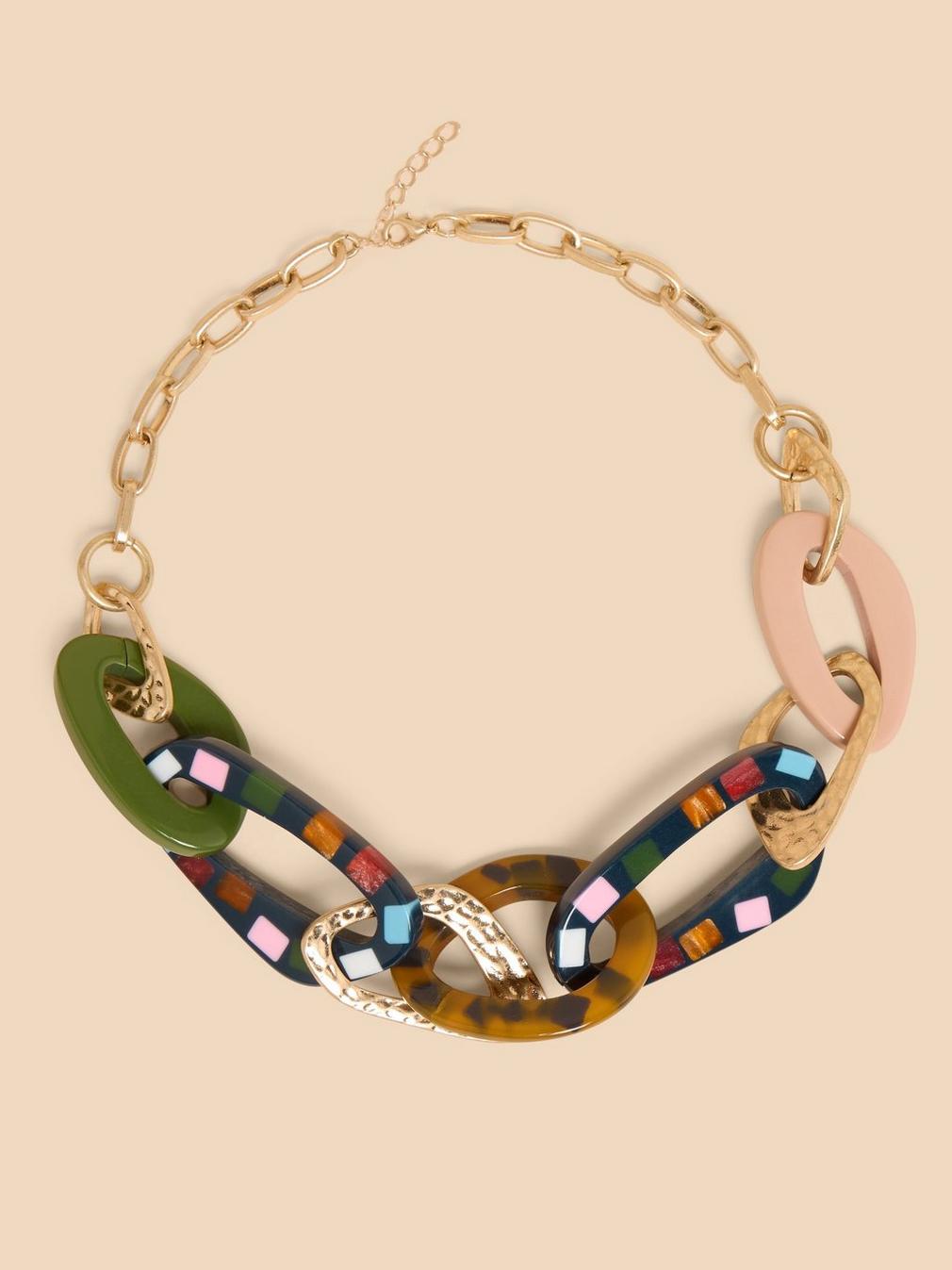 Hyacinth Chain Resin Necklace  in BLK MLT - FLAT FRONT