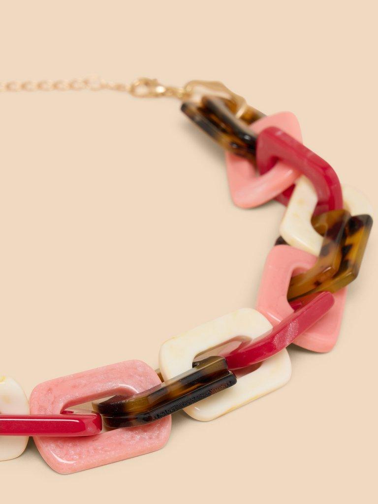 Briar Resin Chain Necklace in PINK MLT - FLAT DETAIL