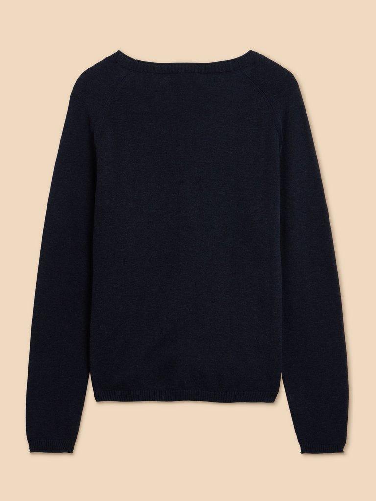 LUNA CARDI in DARK NAVY - FLAT BACK