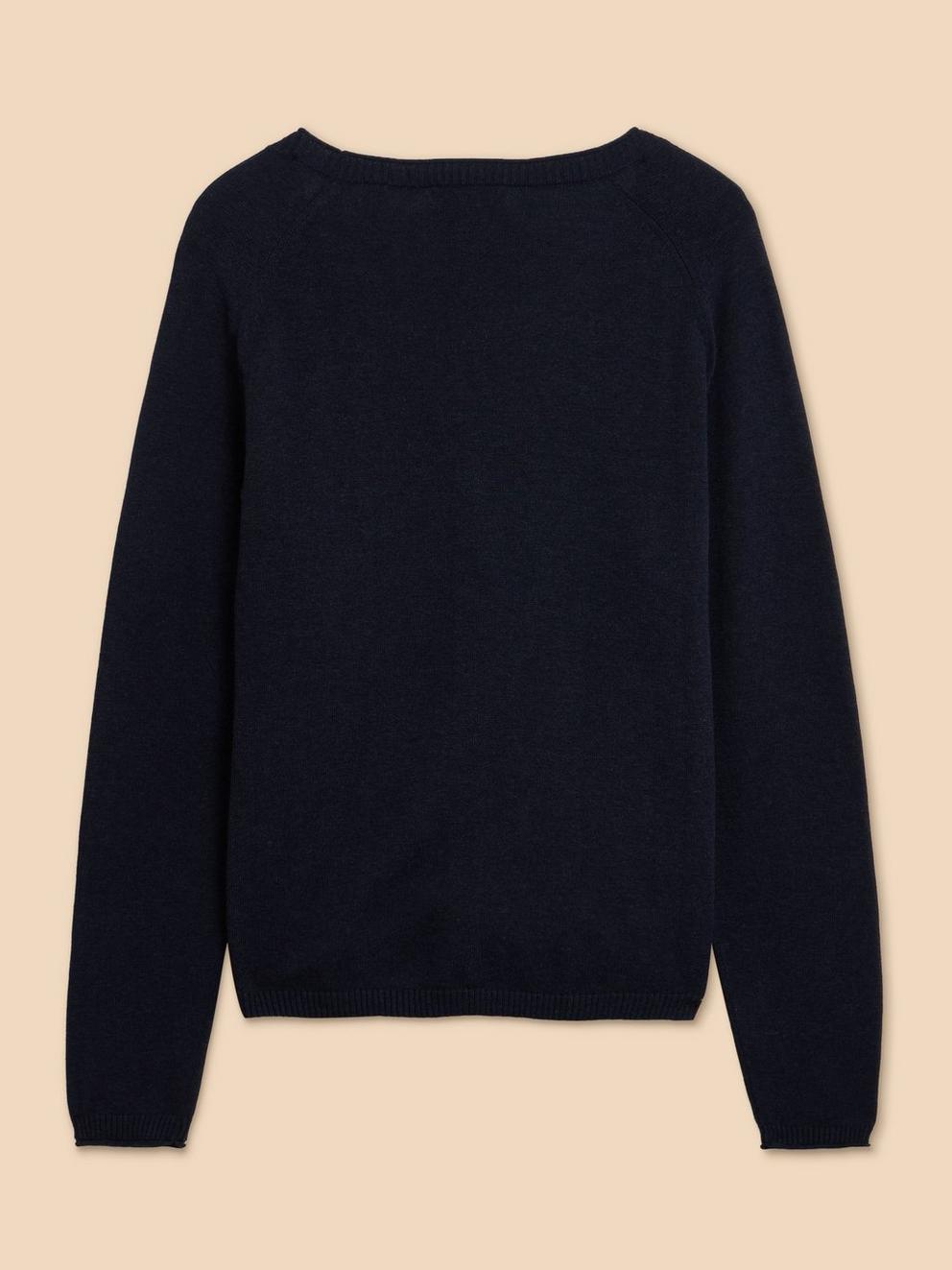 LUNA CARDI in DARK NAVY - FLAT BACK