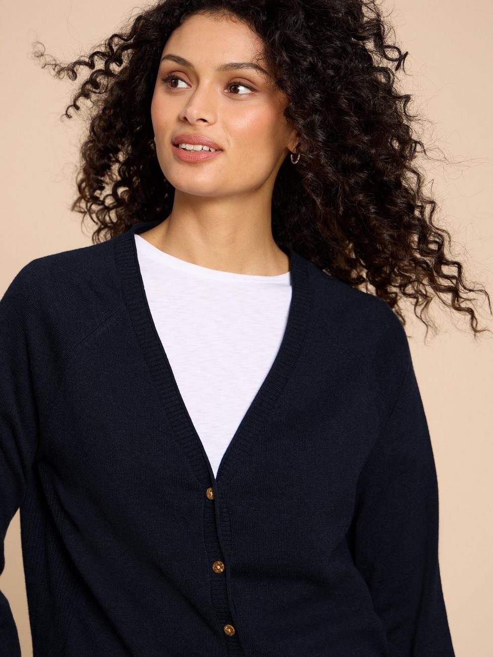 LUNA CARDI in DARK NAVY - MODEL DETAIL
