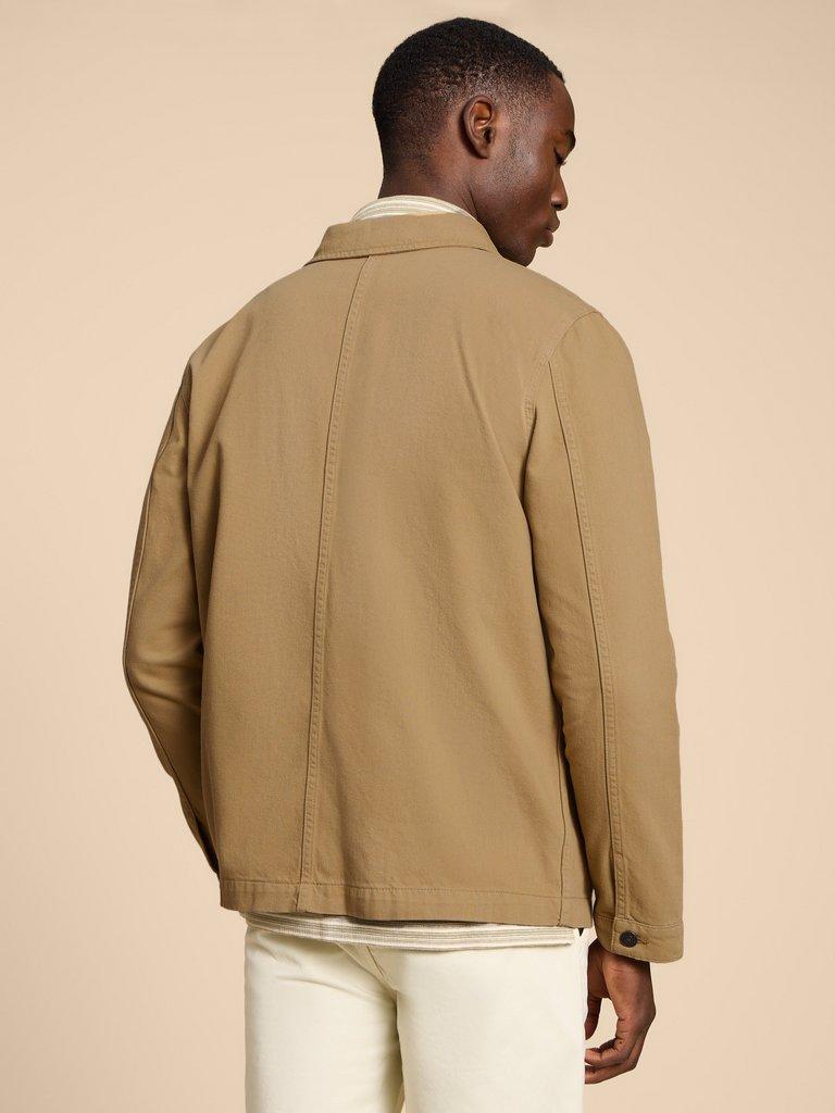 Clayton Workwear Jacket in LGT NAT - MODEL BACK