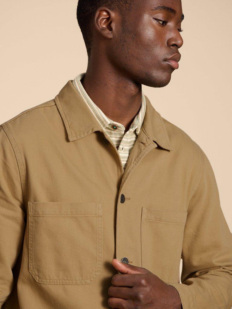 Clayton Workwear Jacket in LGT NAT - MODEL DETAIL