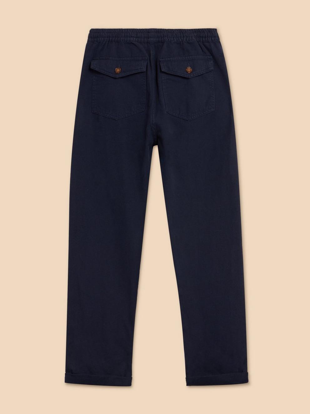 Dempsey Drawstring Trouser in DARK NAVY - FLAT BACK