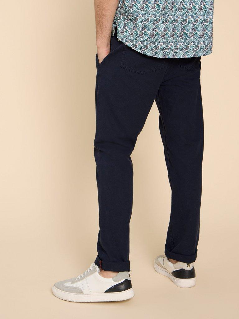 Dempsey Drawstring Trouser in DARK NAVY - MODEL BACK