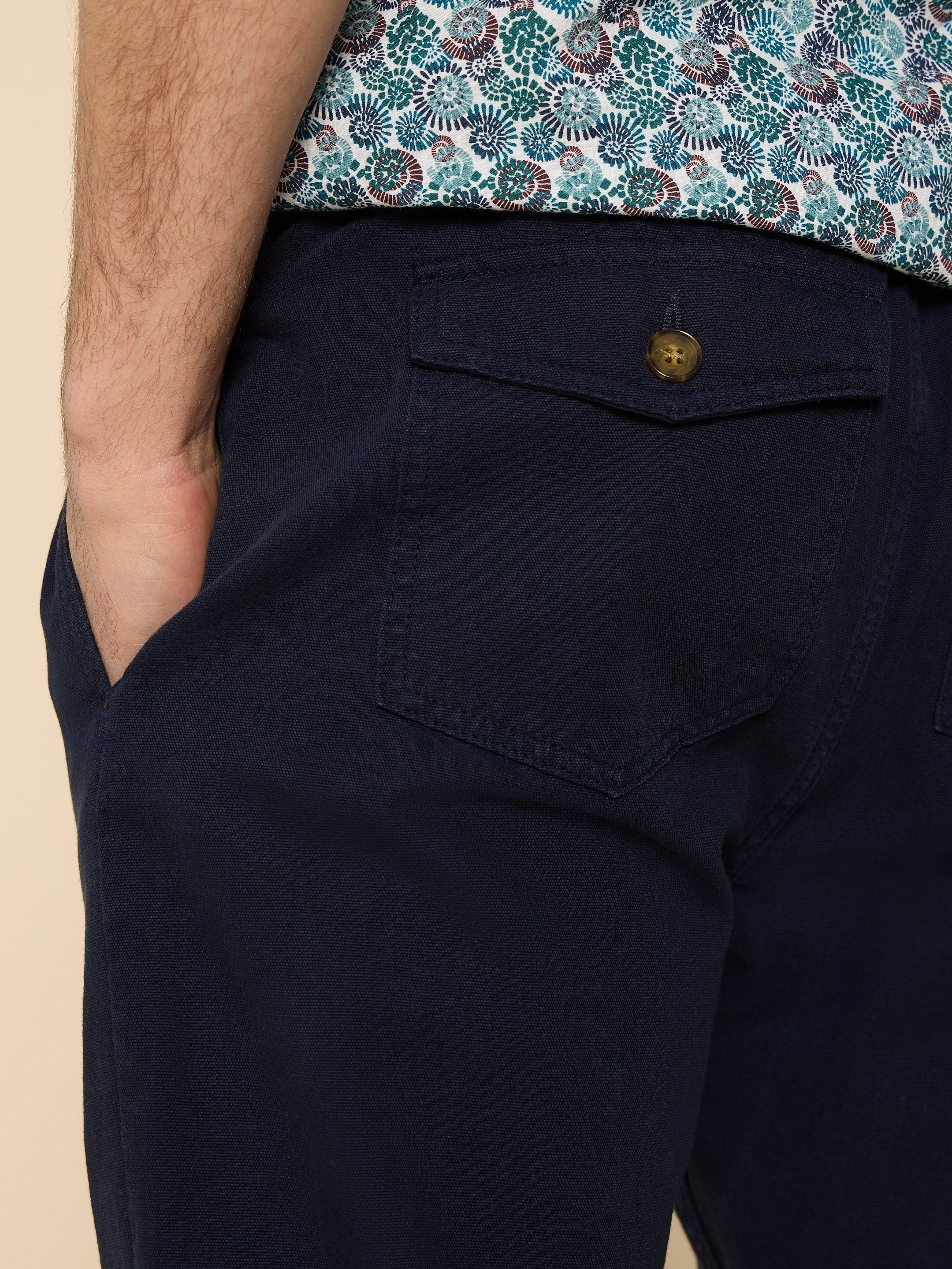 Dempsey Drawstring Trouser in DARK NAVY - MODEL DETAIL