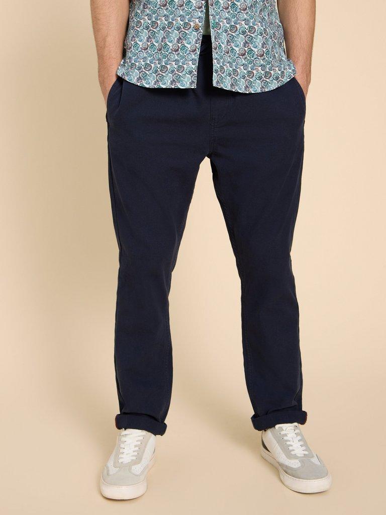 Dempsey Drawstring Trouser in DARK NAVY - MODEL FRONT