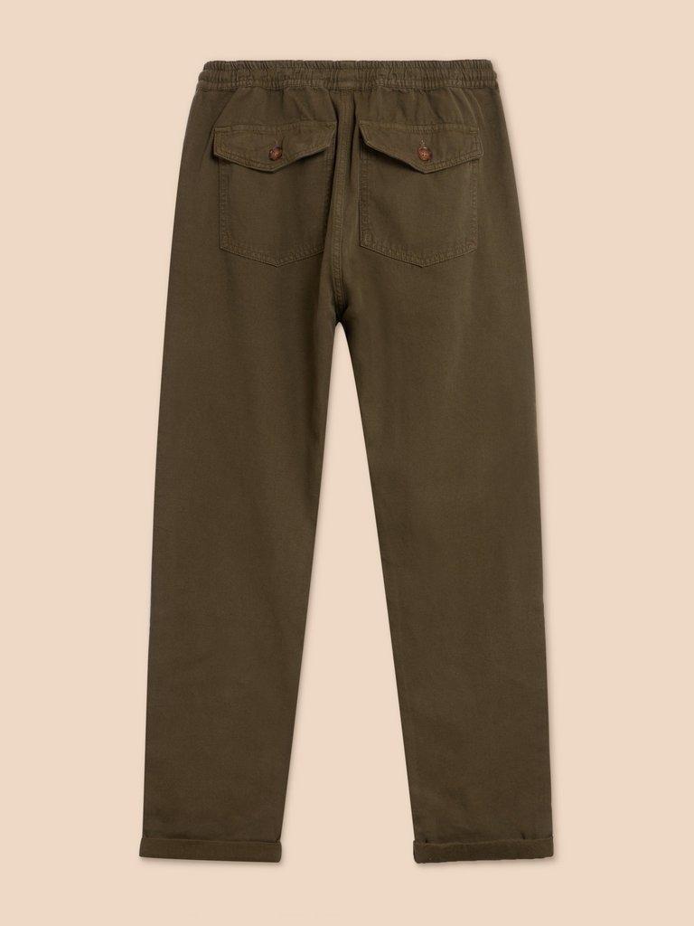 Dempsey Drawstring Trouser in KHAKI GRN - FLAT BACK