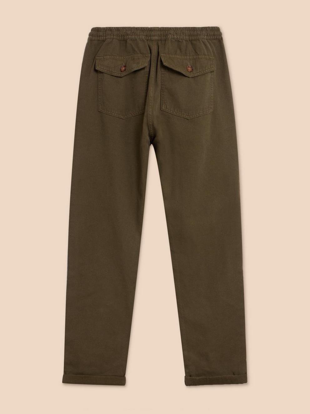Dempsey Drawstring Trouser in KHAKI GRN - FLAT BACK