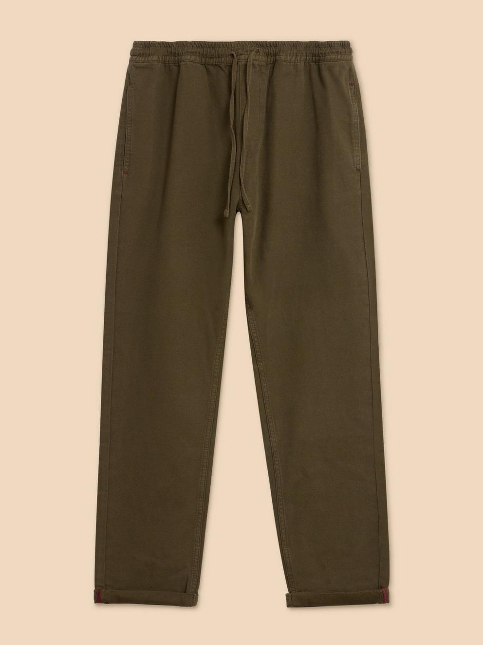 Dempsey Drawstring Trouser in KHAKI GRN - FLAT FRONT
