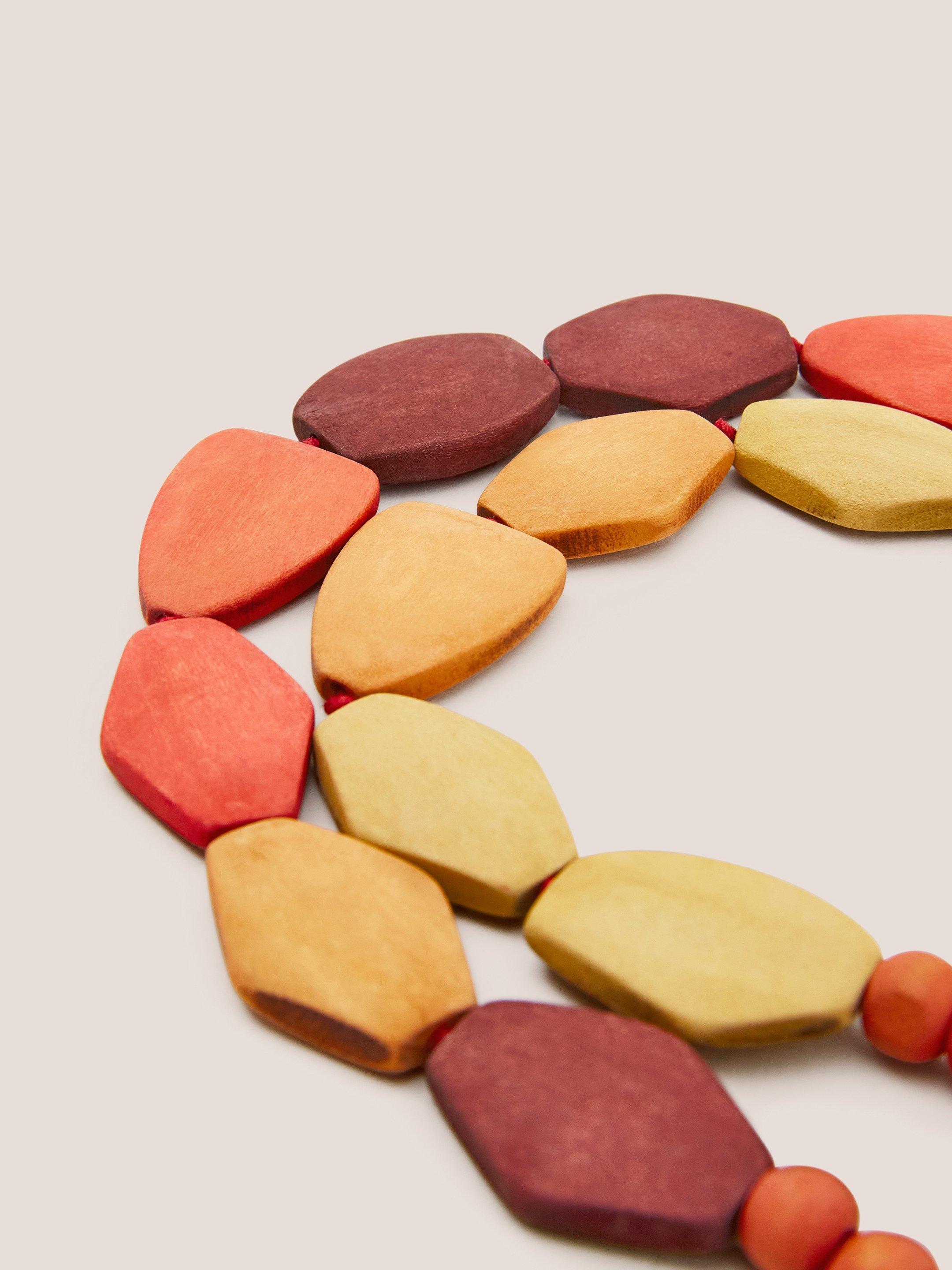 Petunia Wood Necklace in ORANGE MLT - FLAT DETAIL