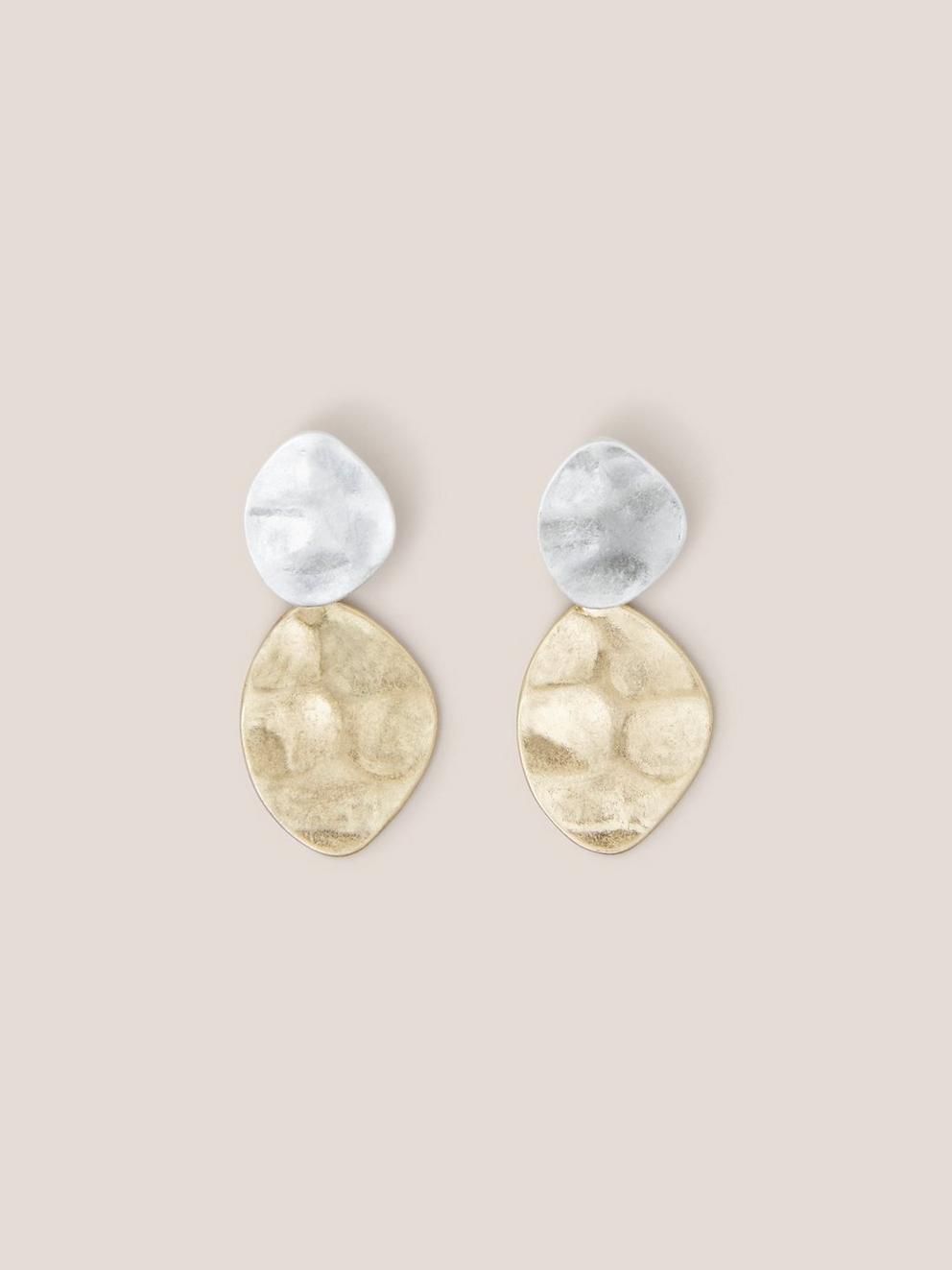 Pansy Hammered Earring in MIXED MET - FLAT FRONT