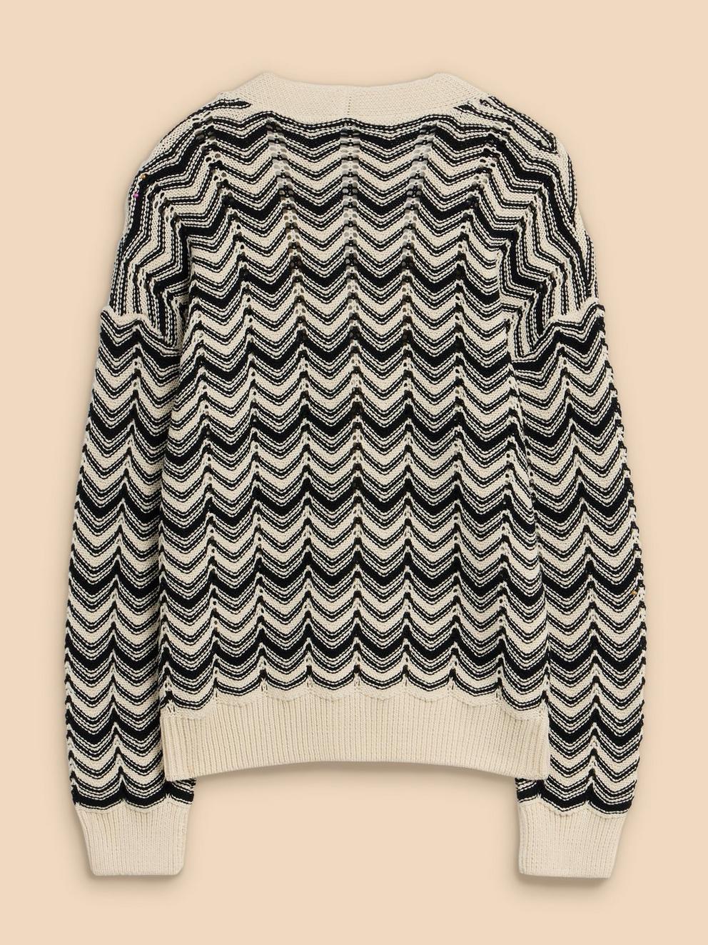 STELLA CHEVRON CARDI in WHITE MLT - FLAT BACK