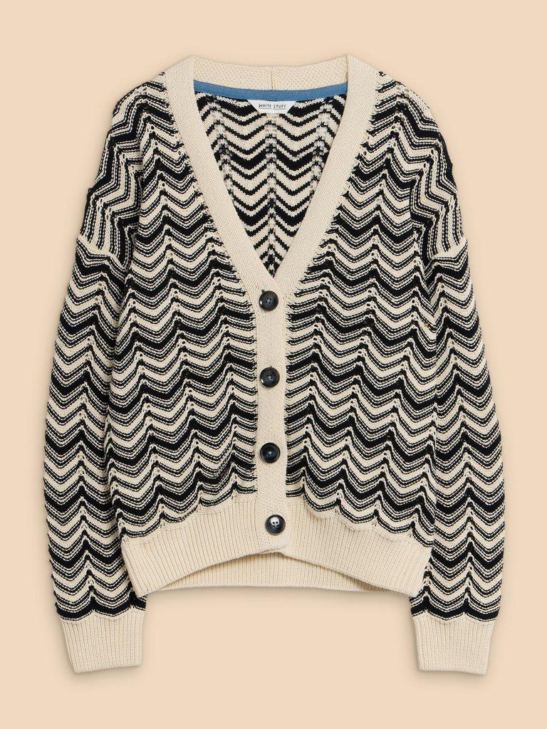 STELLA CHEVRON CARDI in WHITE MLT - FLAT FRONT