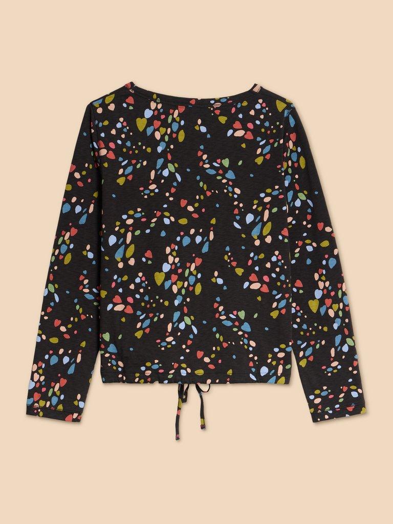 TASHA TIE HEM TOP in BLK PR - FLAT BACK