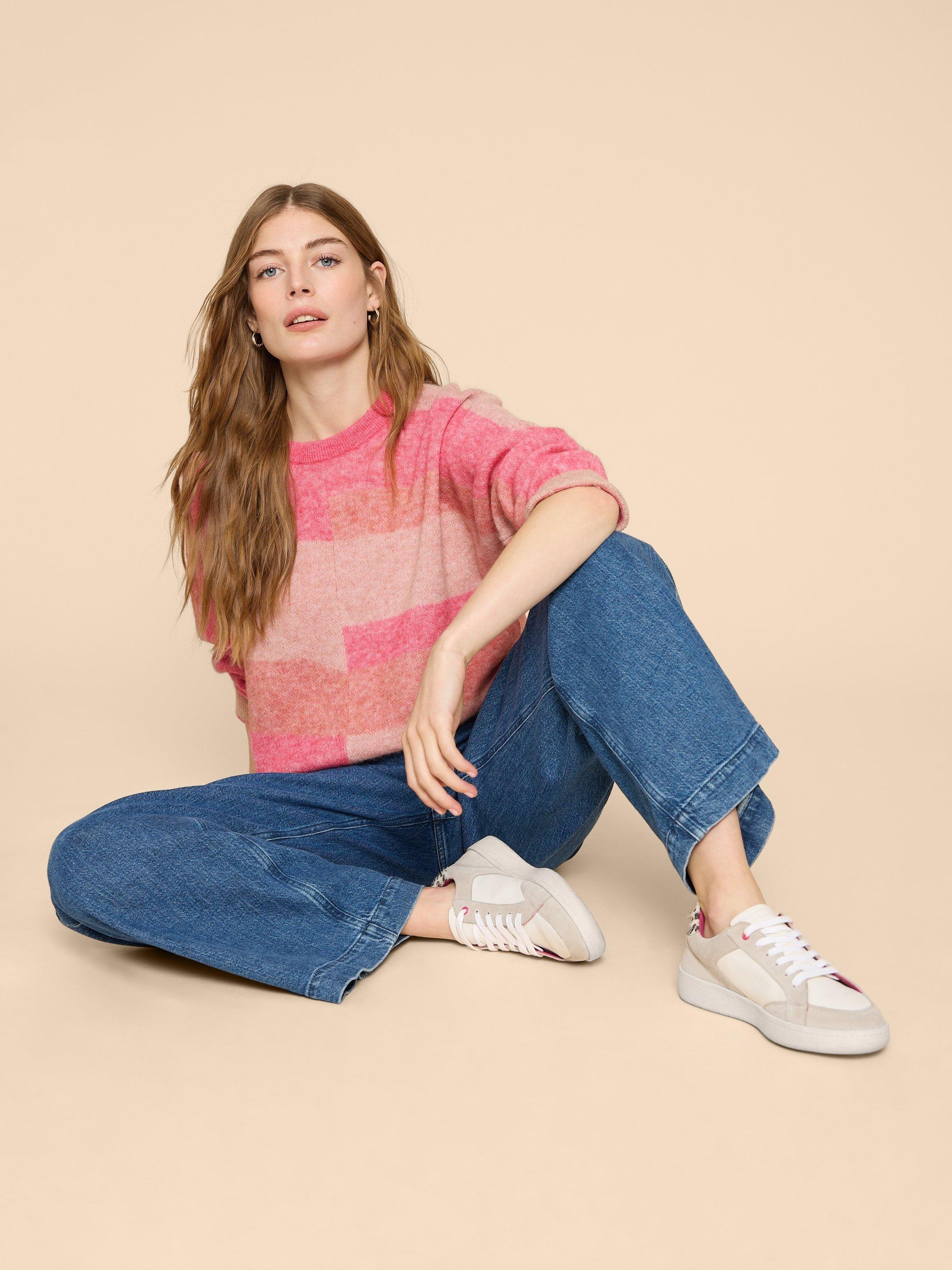 COLOURBLOCK DOLLY JUMPER in PINK MLT - LIFESTYLE