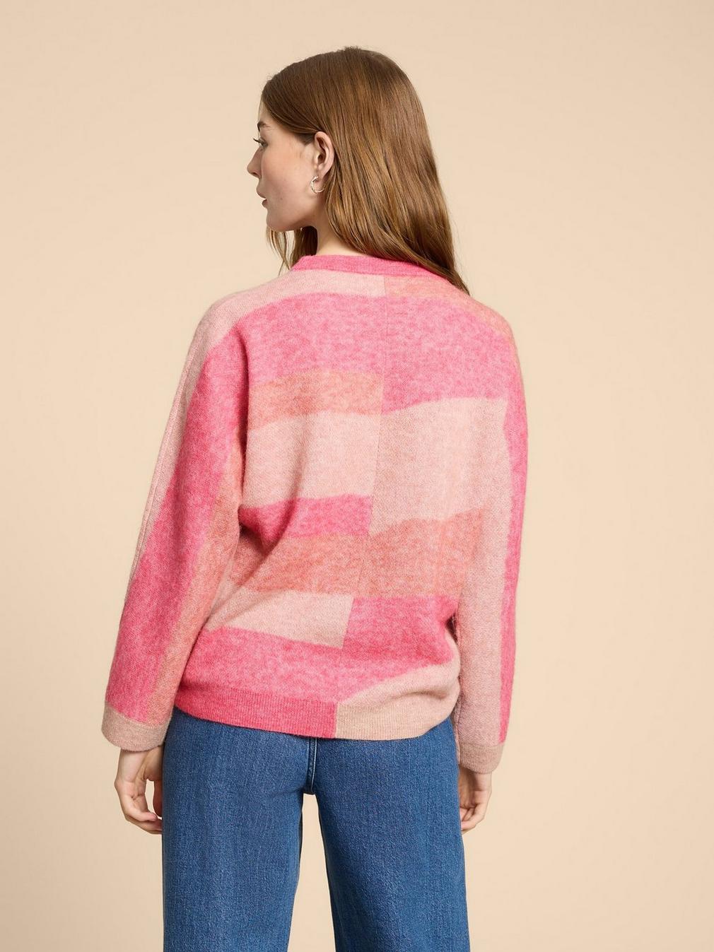 COLOURBLOCK DOLLY JUMPER in PINK MLT - MODEL BACK