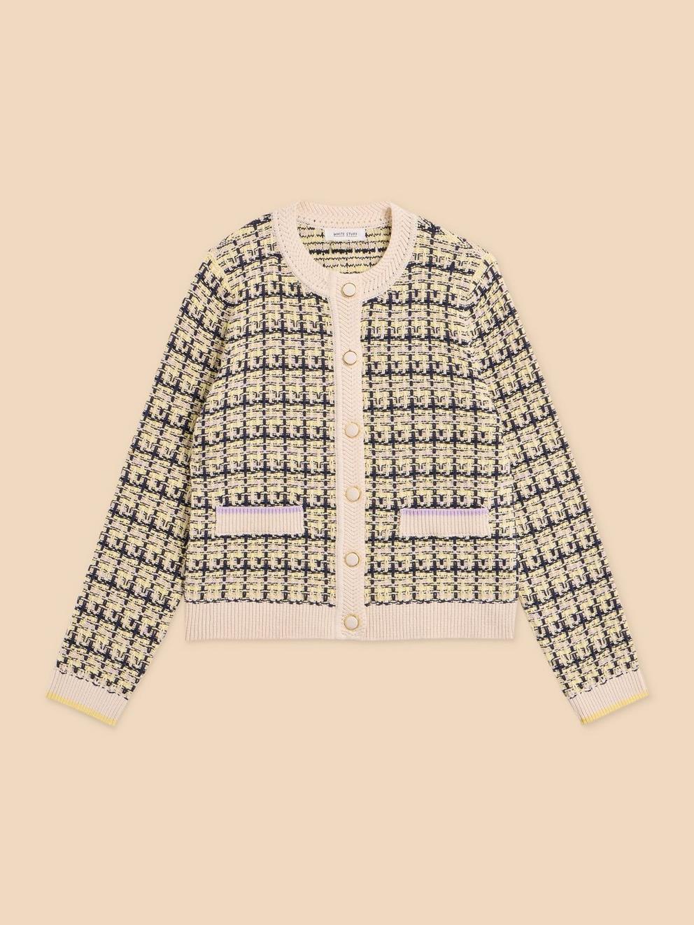 KELLY TEXTURED CARDI in WHITE MLT - FLAT FRONT