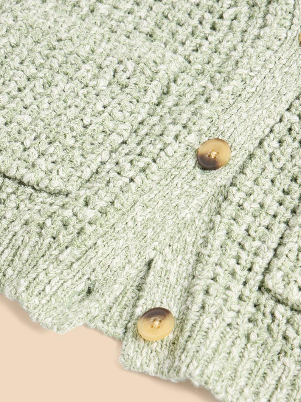 SESSI CARDI in DUS GREEN - FLAT DETAIL