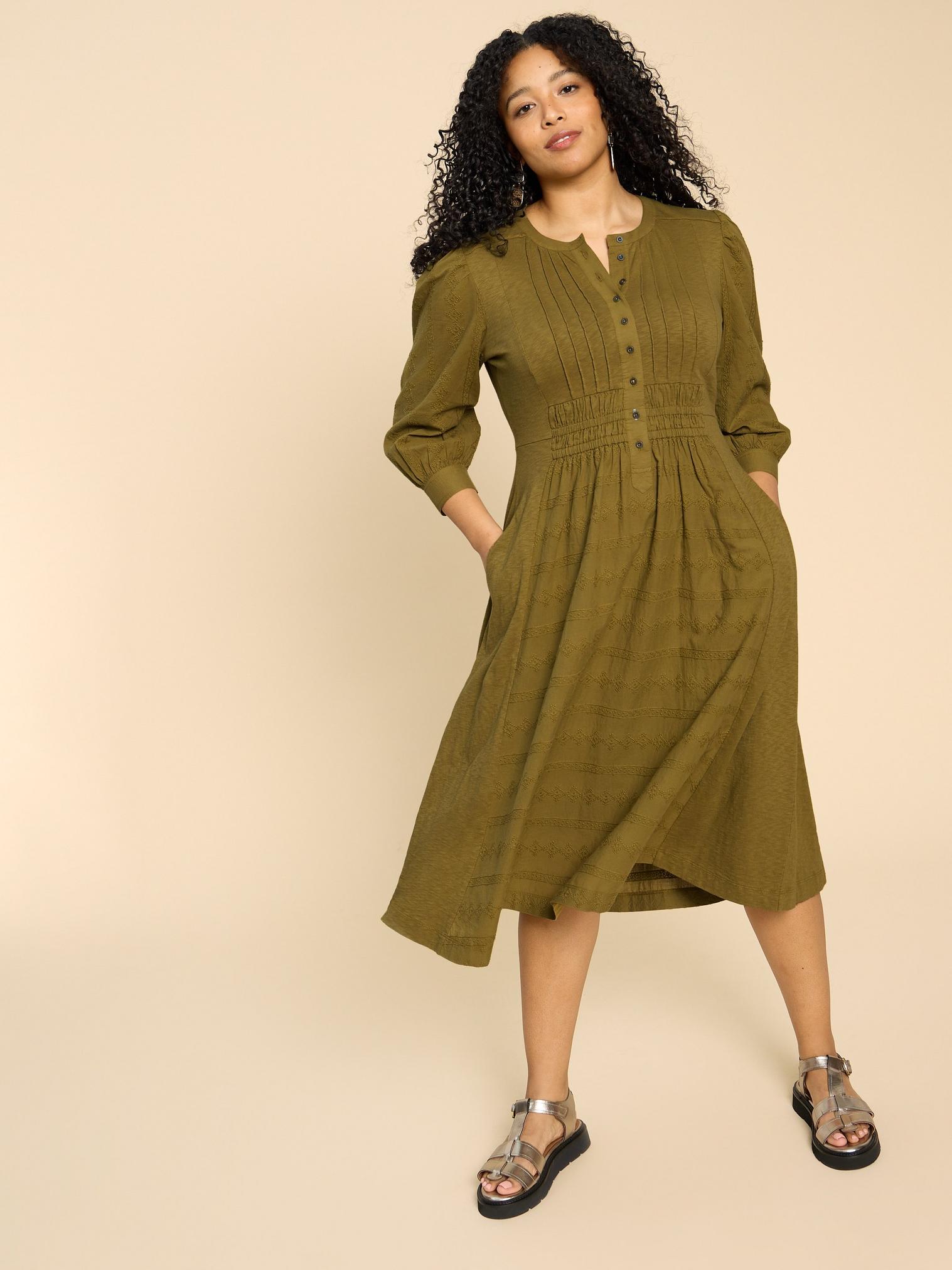 Celeste Jersey Midi Dress in KHAKI GRN - LIFESTYLE