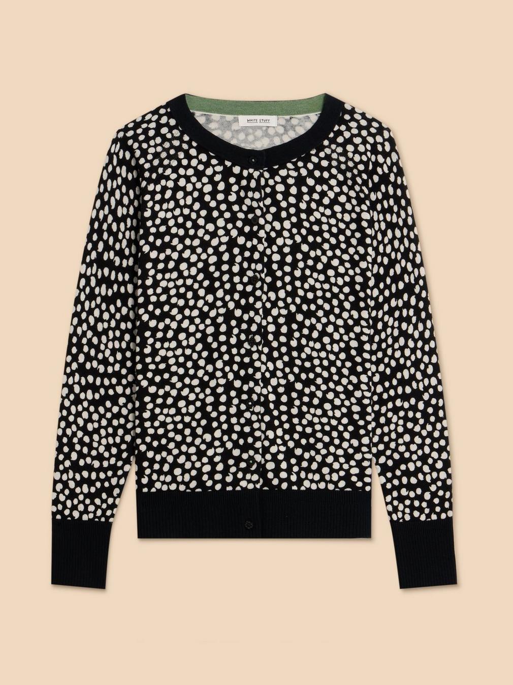 LULU PATTERN CARDI in BLACK MULTI | White Stuff