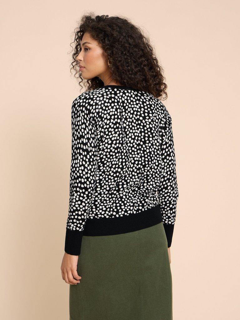 LULU PATTERN CARDI in BLK MLT - MODEL BACK