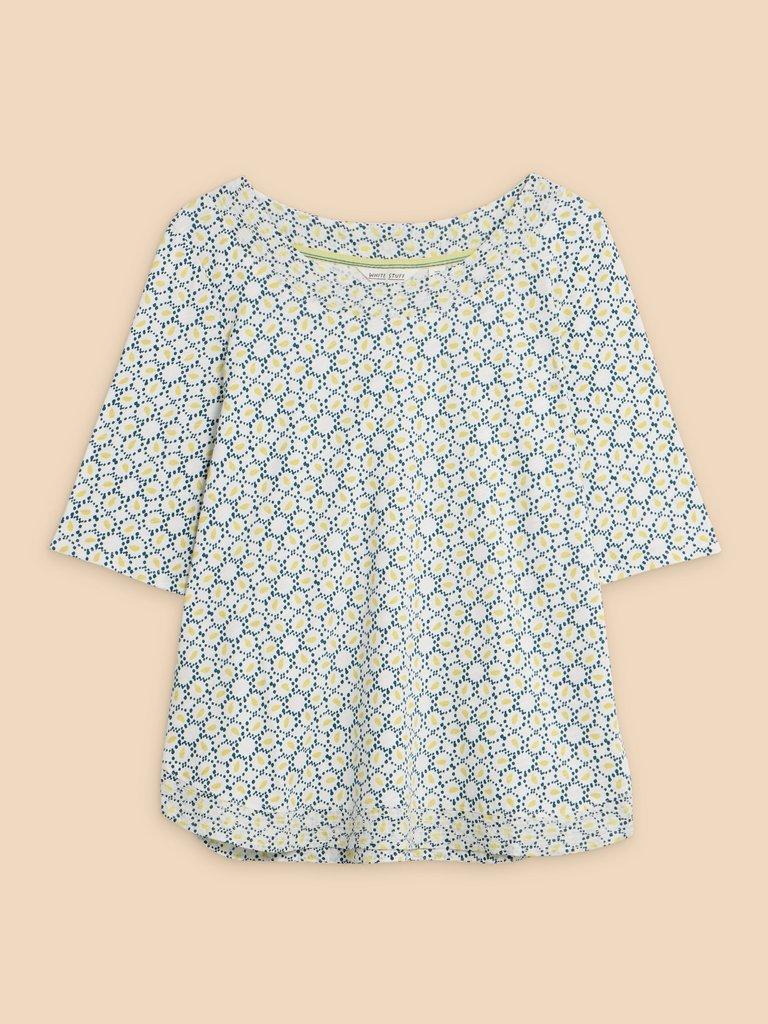 WEAVER JERSEY TOP in WHITE MLT - FLAT FRONT