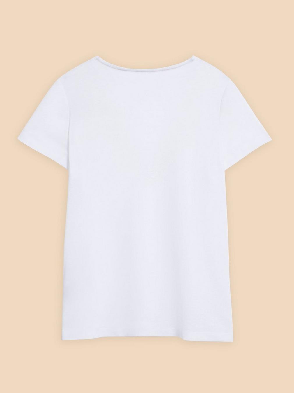 Ellie Linen Blend Lace Tee in BRIL WHITE - FLAT BACK