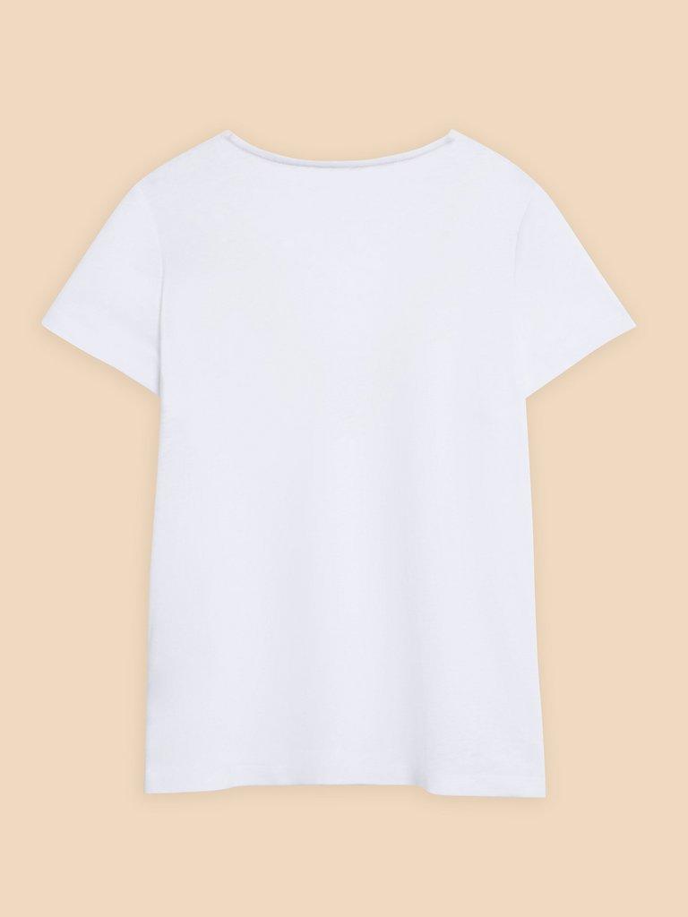 Ellie Linen Blend Lace Tee in BRIL WHITE - FLAT BACK