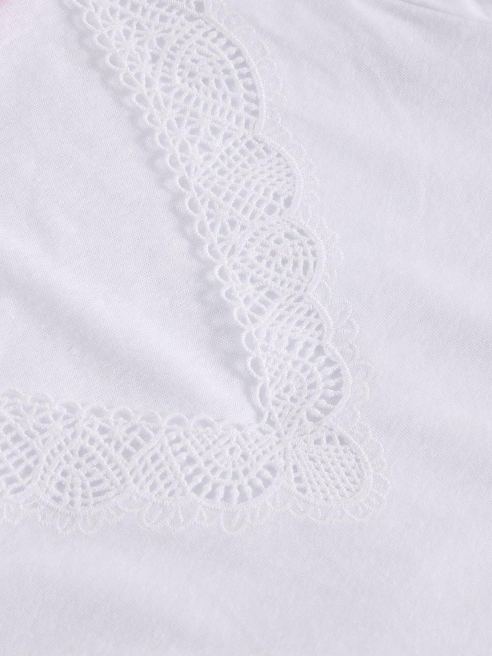 Ellie Linen Blend Lace Tee in BRIL WHITE - FLAT DETAIL