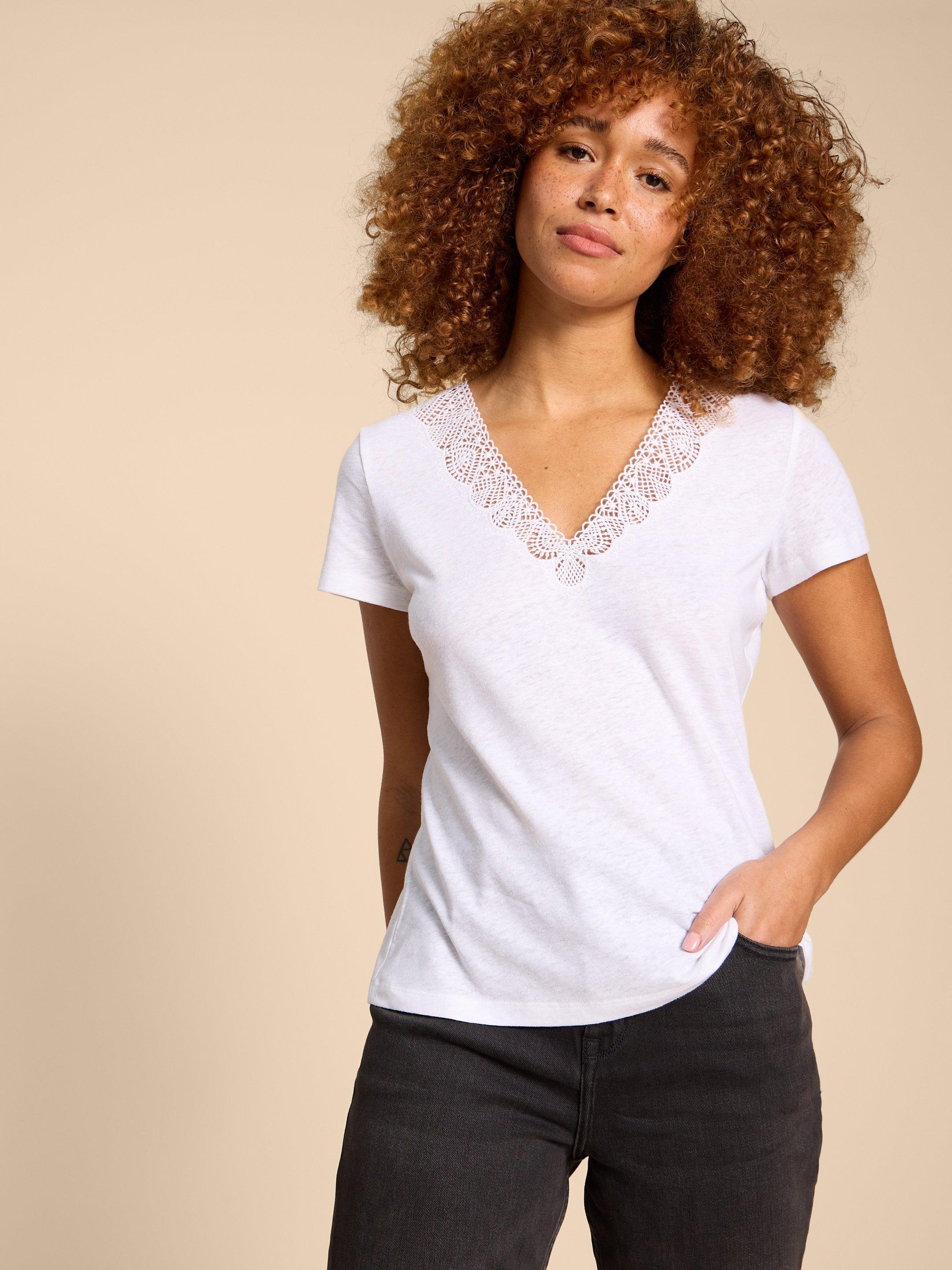 ELLIE LACE TEE in BRIL WHITE - LIFESTYLE