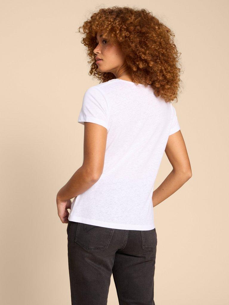 ELLIE LACE TEE in BRIL WHITE - MODEL BACK