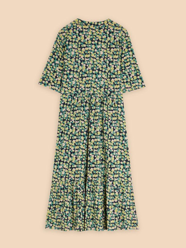 Naya Jersey Printed Tiered Dress in NAVY PR - FLAT BACK