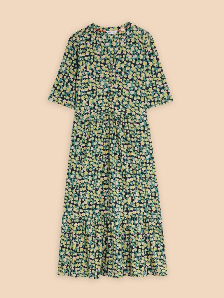 Naya Jersey Printed Tiered Dress in NAVY PR - FLAT FRONT