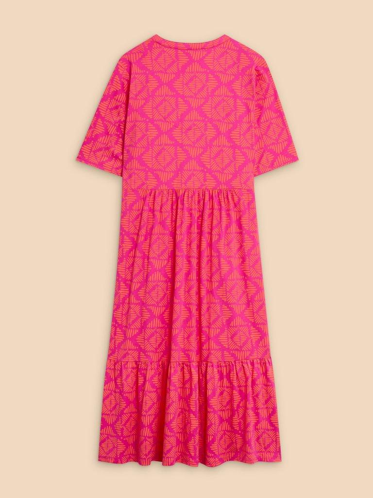 Naya Jersey Printed Tiered Dress in ORANGE PR - FLAT BACK