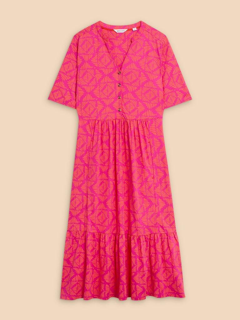 Naya Jersey Printed Tiered Dress in ORANGE PR - FLAT FRONT
