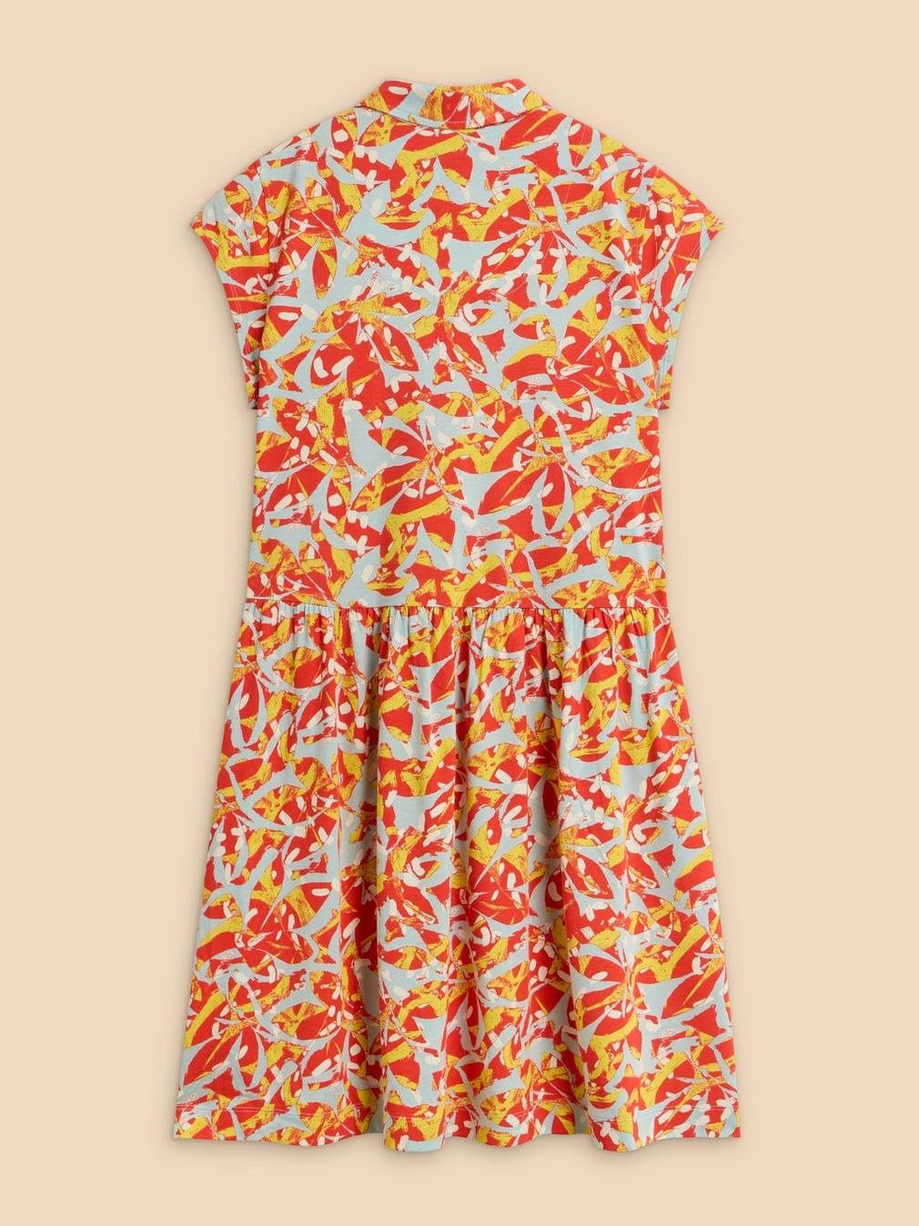 Everly Printed Jersey Shirt Dress in ORANGE PR - FLAT BACK