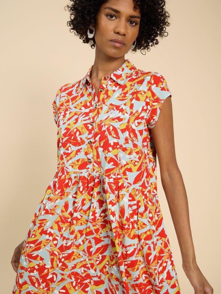 Everly Printed Jersey Shirt Dress in ORANGE PR - LIFESTYLE