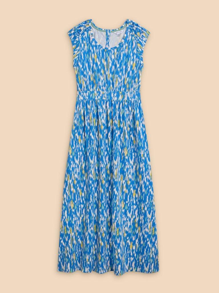 Darcie V Neck Maxi Printed Dress in BLUE PR - FLAT FRONT