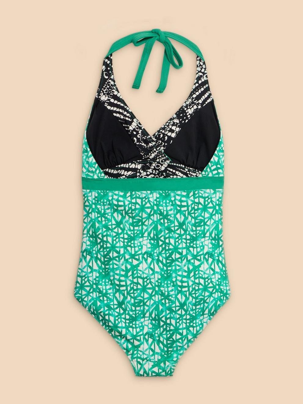 Sunshine Reversible Halter neck Swimsuit in GREEN MLT - FLAT BACK