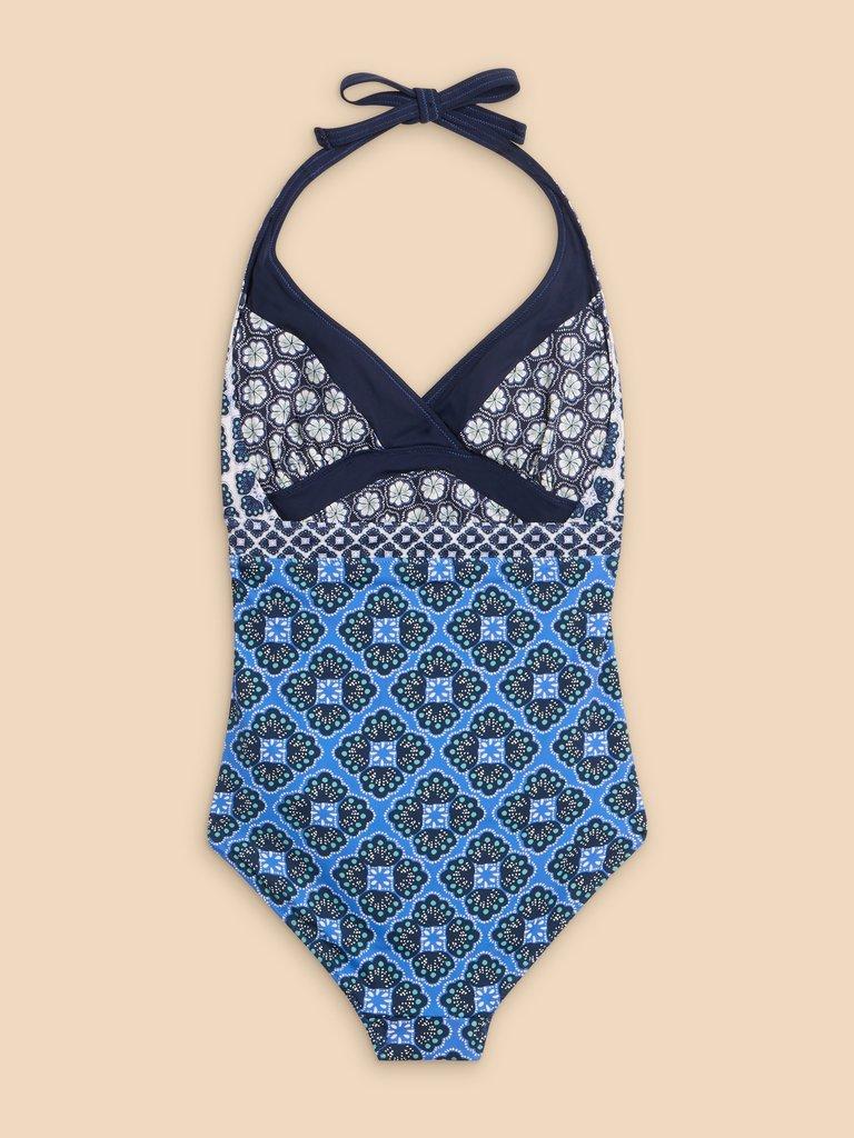 Sunshine Reversible Halter neck Swimsuit in NAVY MULTI | White Stuff