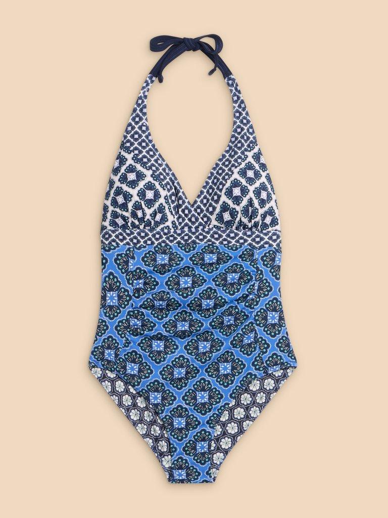 Sunshine Reversible Halter neck Swimsuit in NAVY MULTI | White Stuff