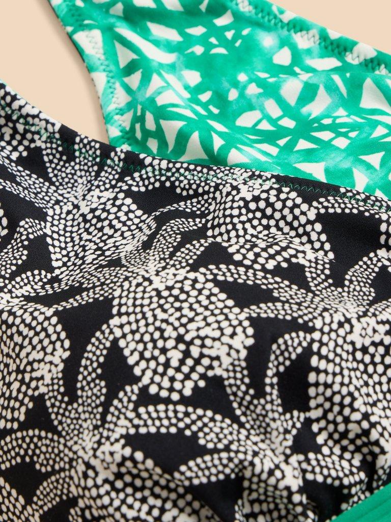 Sunshine Reversible Halter Neck Bikini Top in GREEN MLT - FLAT DETAIL