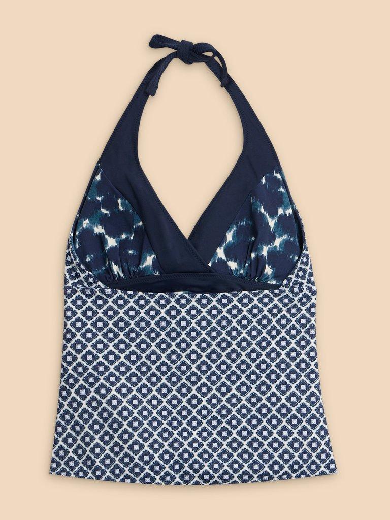 Sunshine Reversible Printed Tankini Top in NAVY MULTI - FLAT BACK