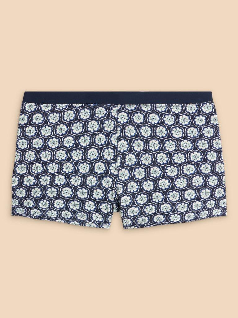 Bay Printed Swim Short in NAVY MULTI - FLAT FRONT