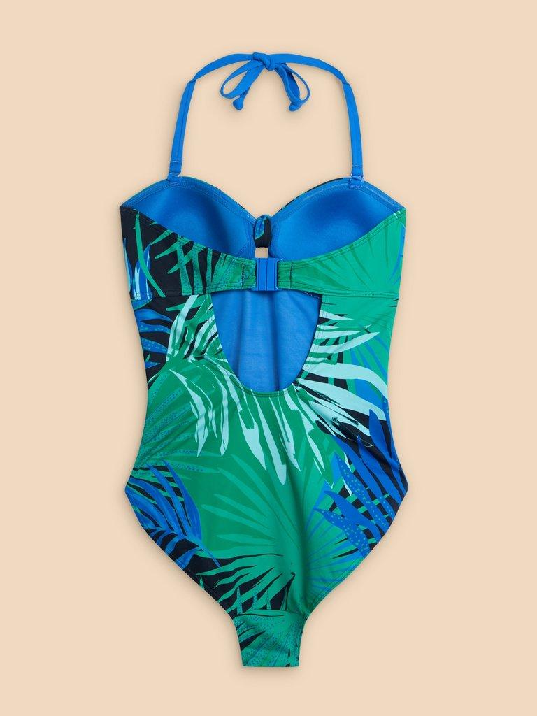 Belle Printed Bandeau Swimsuit in GREEN PR - FLAT BACK