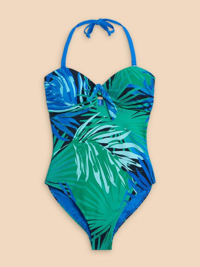 Belle Printed Bandeau Swimsuit in GREEN PR - FLAT FRONT