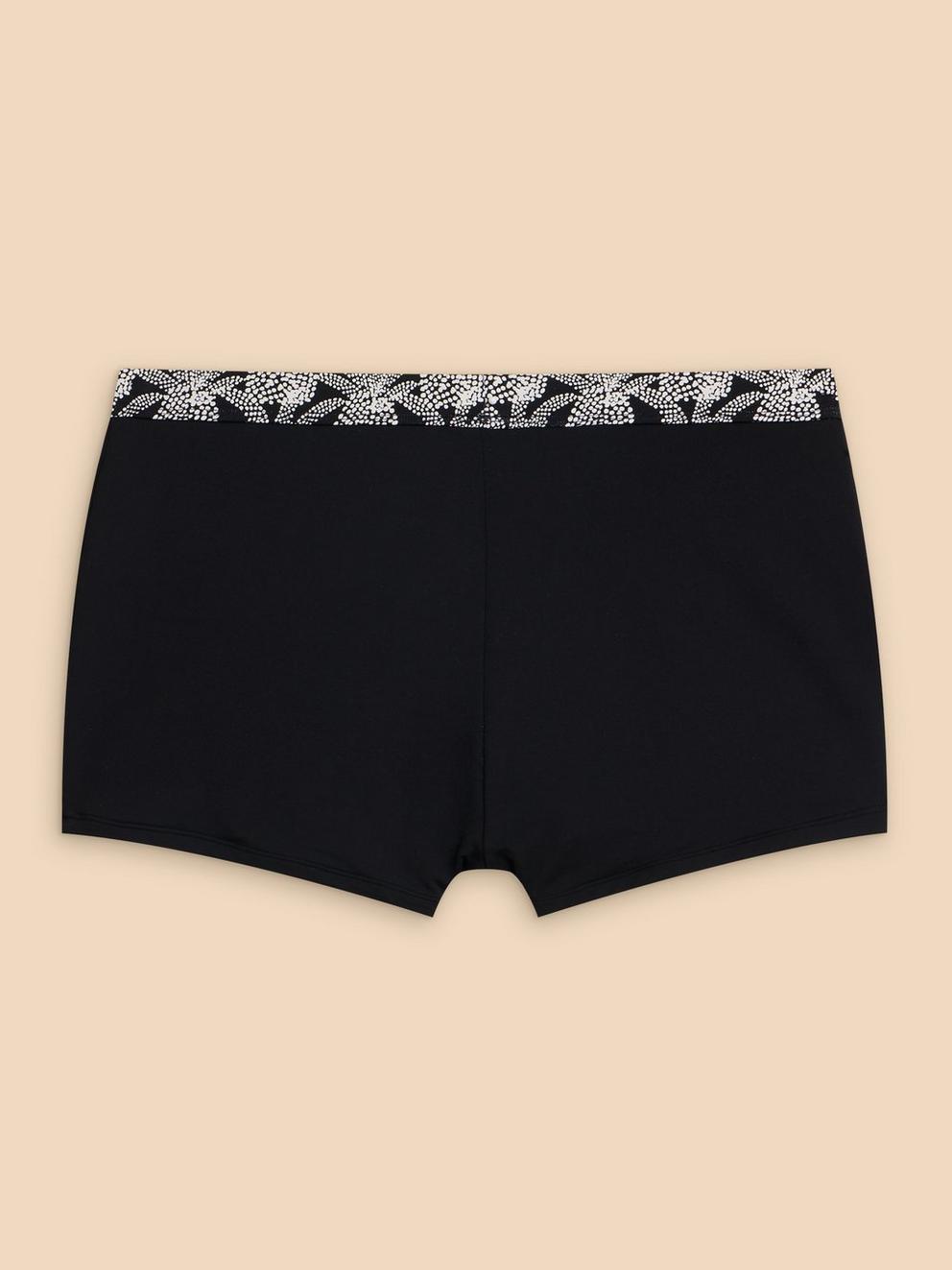 Bay Print Swim Short in BLK PR - FLAT BACK