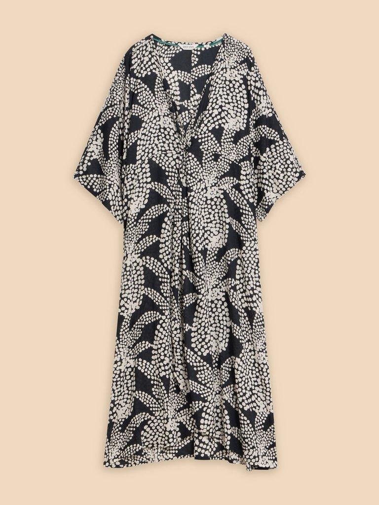 Cleo Printed Kimono in BLK MLT - FLAT FRONT