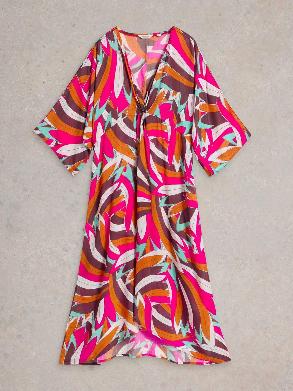 Cleo Printed Kimono in PINK PR - FLAT FRONT